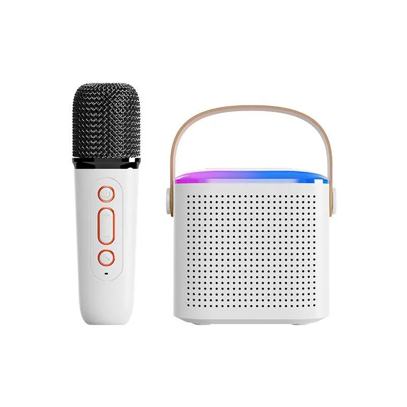 Microphone Karaoke Machine Bluetooth - compatible Speaker With 2 Wireless Mic RGB Light Home Family Singing Speaker - elektronika shop